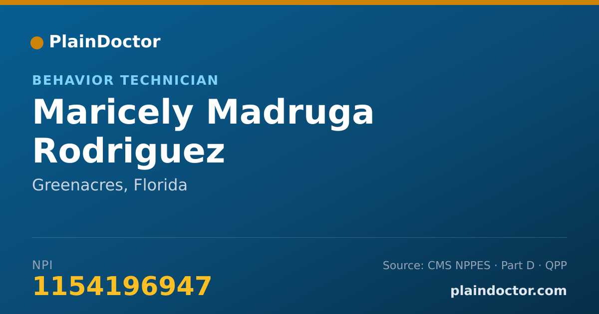 Shareable card for Maricely Madruga Rodriguez - Behavior Technician, Greenacres, FL