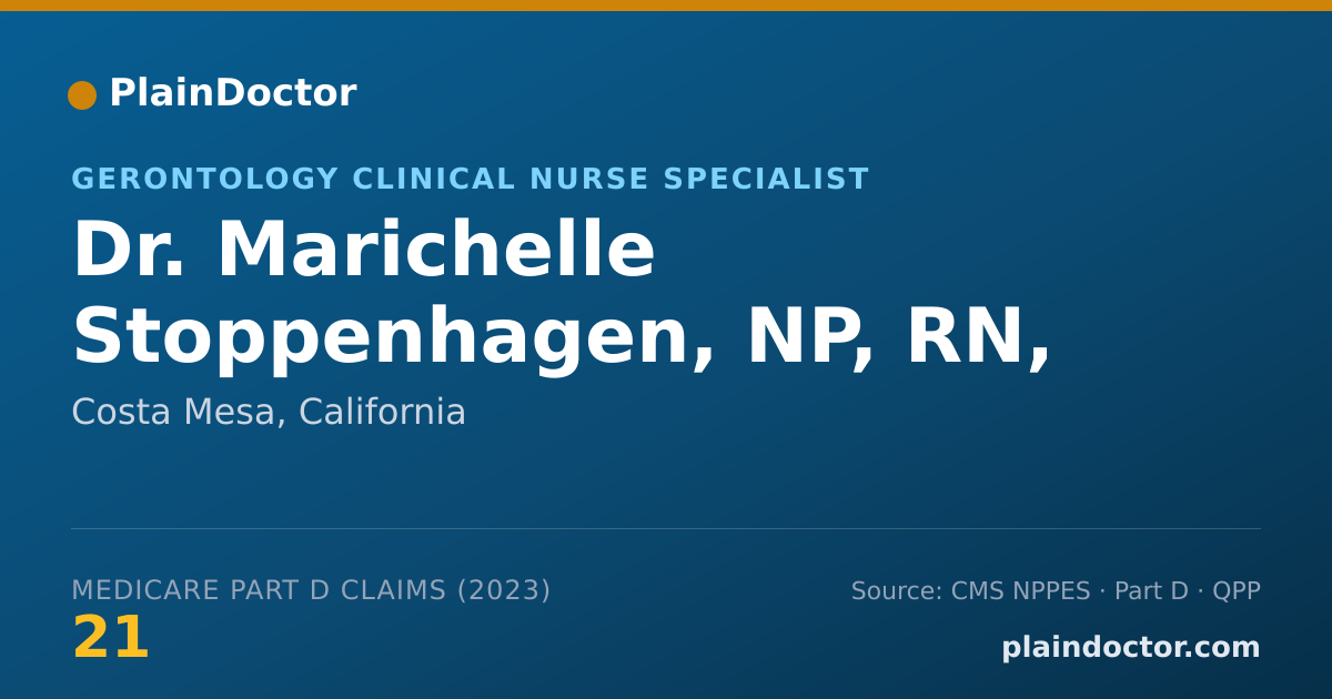 Shareable card for Marichelle Stoppenhagen, NP, RN, BSN - Gerontology Clinical Nurse Specialist, Costa Mesa, CA