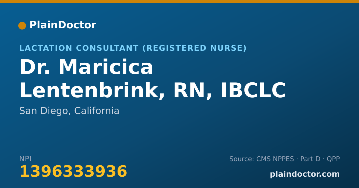 Shareable card for Maricica Lentenbrink, RN, IBCLC - Lactation Consultant (Registered Nurse), San Diego, CA