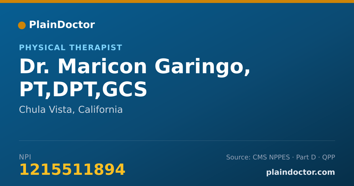 Shareable card for Maricon Garingo, PT,DPT,GCS - Physical Therapist, Chula Vista, CA