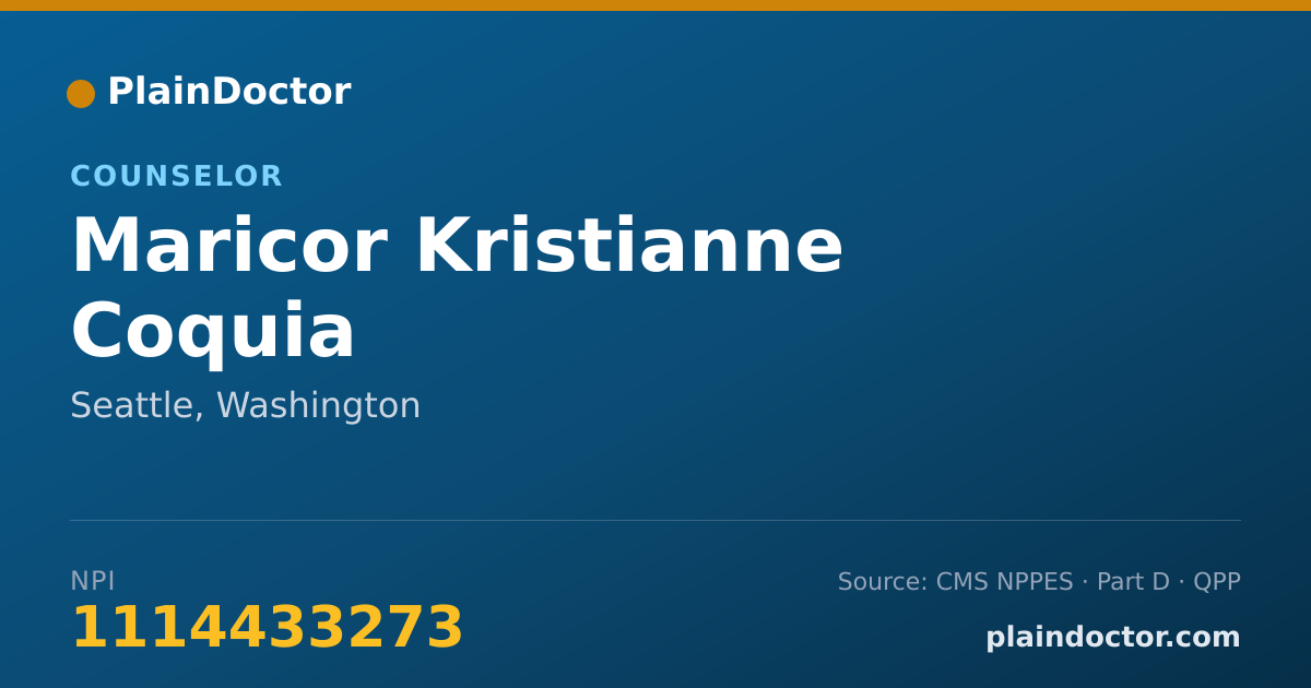 Shareable card for Maricor Kristianne Coquia - Counselor, Seattle, WA