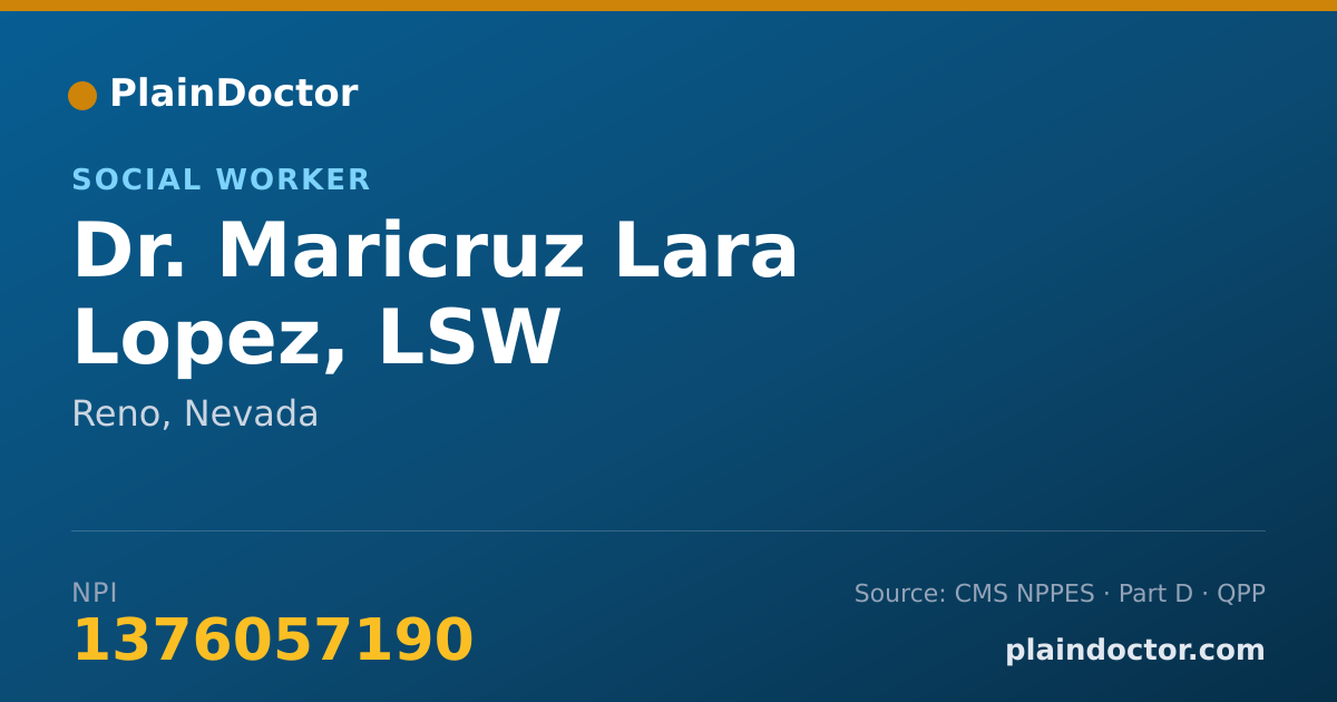 Shareable card for Maricruz Lara Lopez, LSW - Social Worker, Reno, NV