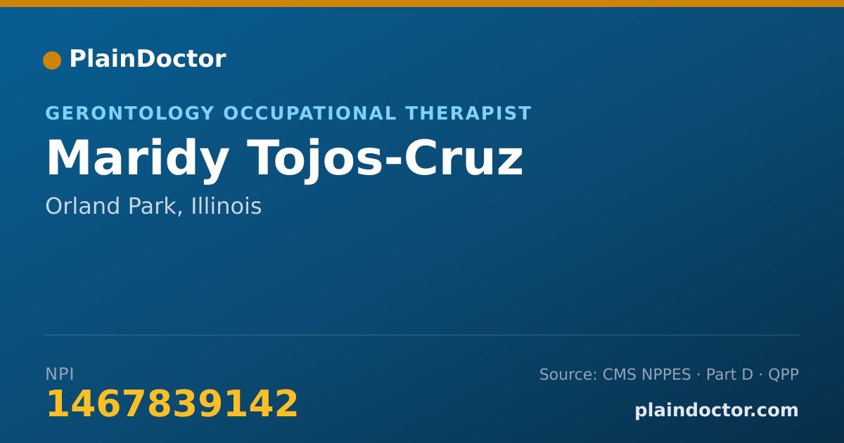 Shareable card for Maridy Tojos-Cruz - Gerontology Occupational Therapist, Orland Park, IL