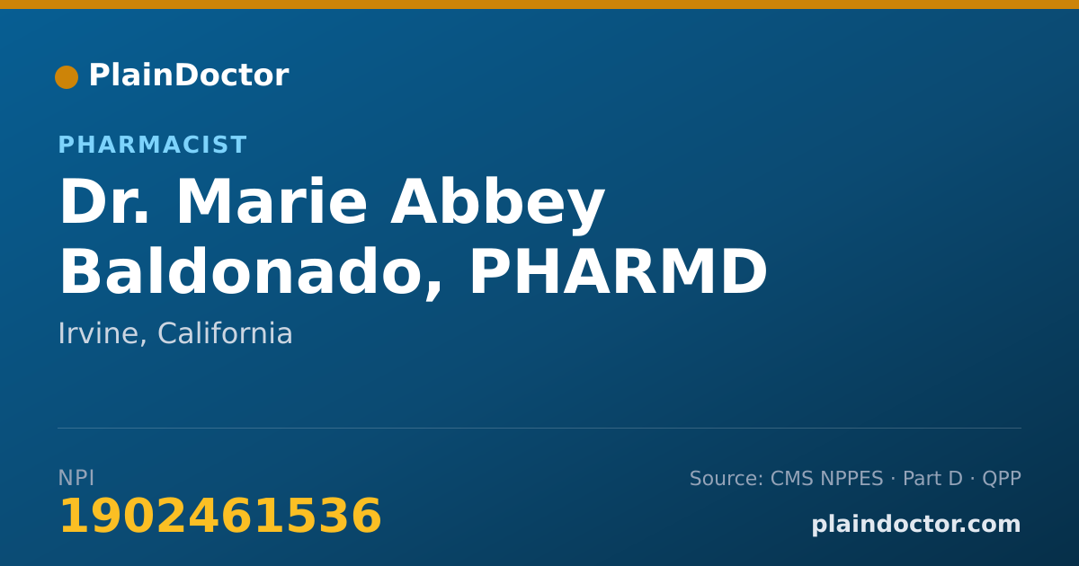 Shareable card for Marie Abbey Baldonado, PHARMD - Pharmacist, Irvine, CA