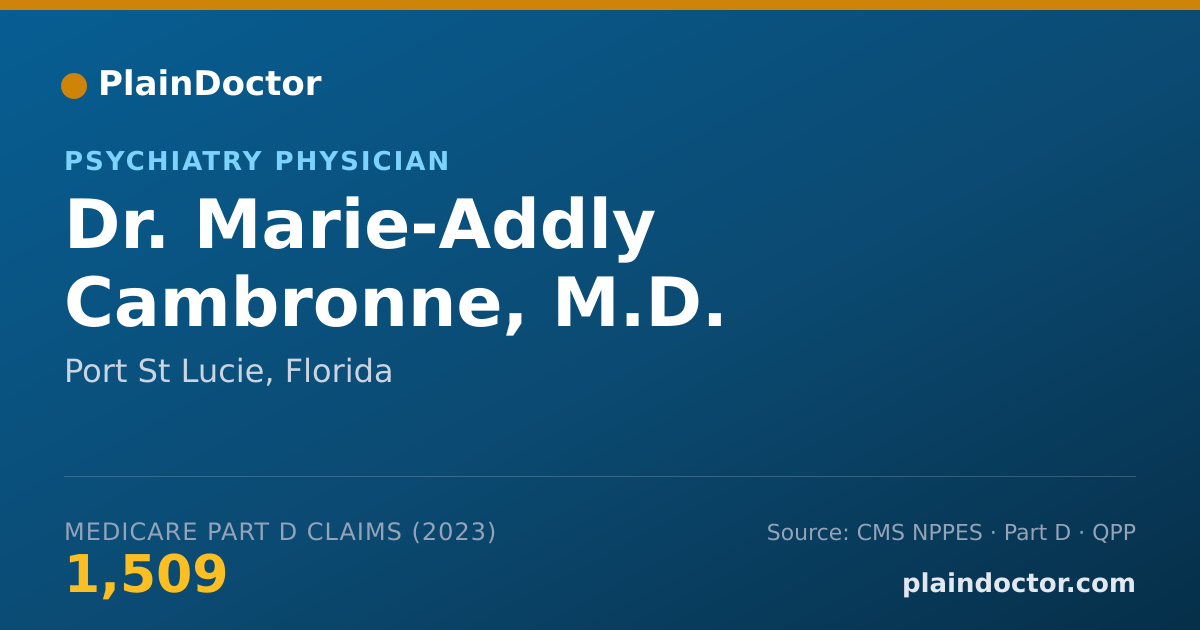 Shareable card for Marie-Addly Cambronne, M.D. - Psychiatry Physician, Port St Lucie, FL
