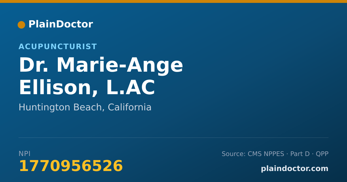 Shareable card for Marie-Ange Ellison, L.AC - Acupuncturist, Huntington Beach, CA