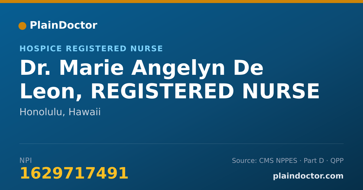 Shareable card for Marie Angelyn De Leon, REGISTERED NURSE - Hospice Registered Nurse, Honolulu, HI
