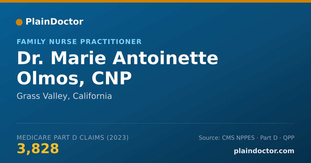 Shareable card for Marie Antoinette Olmos, CNP - Family Nurse Practitioner, Grass Valley, CA