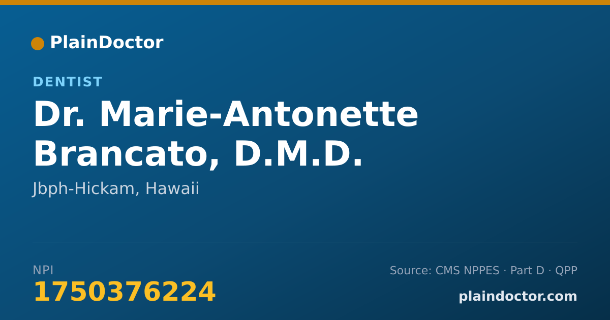 Shareable card for Marie-Antonette Brancato, D.M.D. - Dentist, Jbph-Hickam, HI