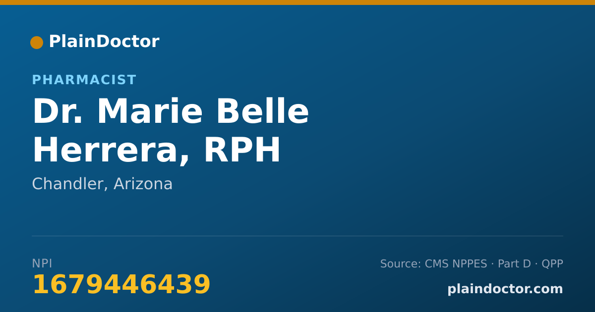 Shareable card for Marie Belle Herrera, RPH - Pharmacist, Chandler, AZ