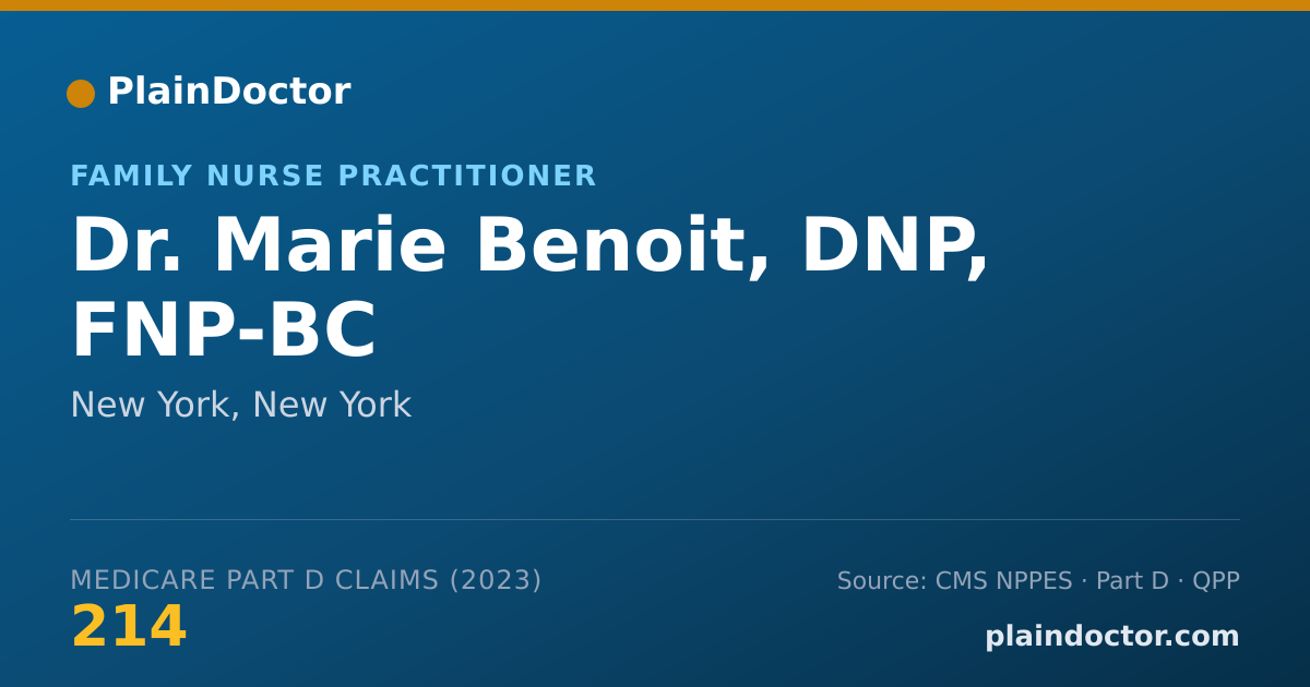 Shareable card for Marie Benoit, DNP, FNP-BC - Family Nurse Practitioner, New York, NY