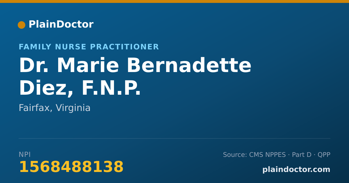 Shareable card for Marie Bernadette Diez, F.N.P. - Family Nurse Practitioner, Fairfax, VA