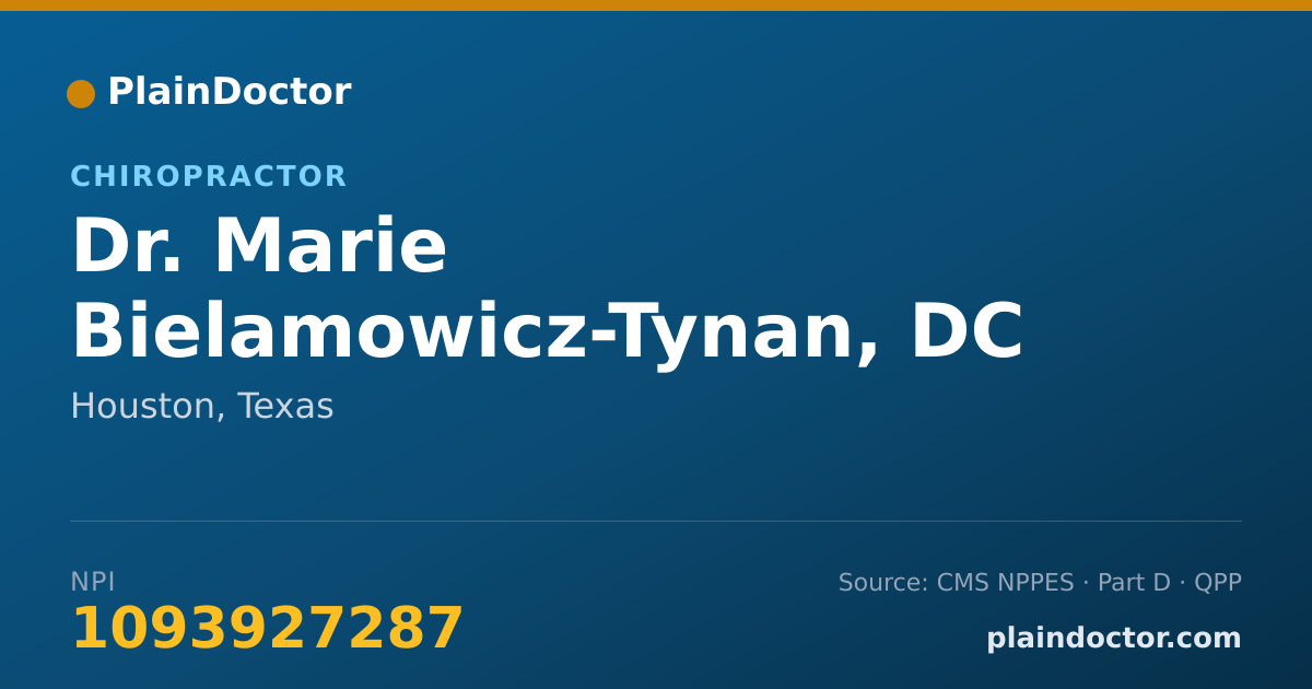 Shareable card for Marie Bielamowicz-Tynan, DC - Chiropractor, Houston, TX