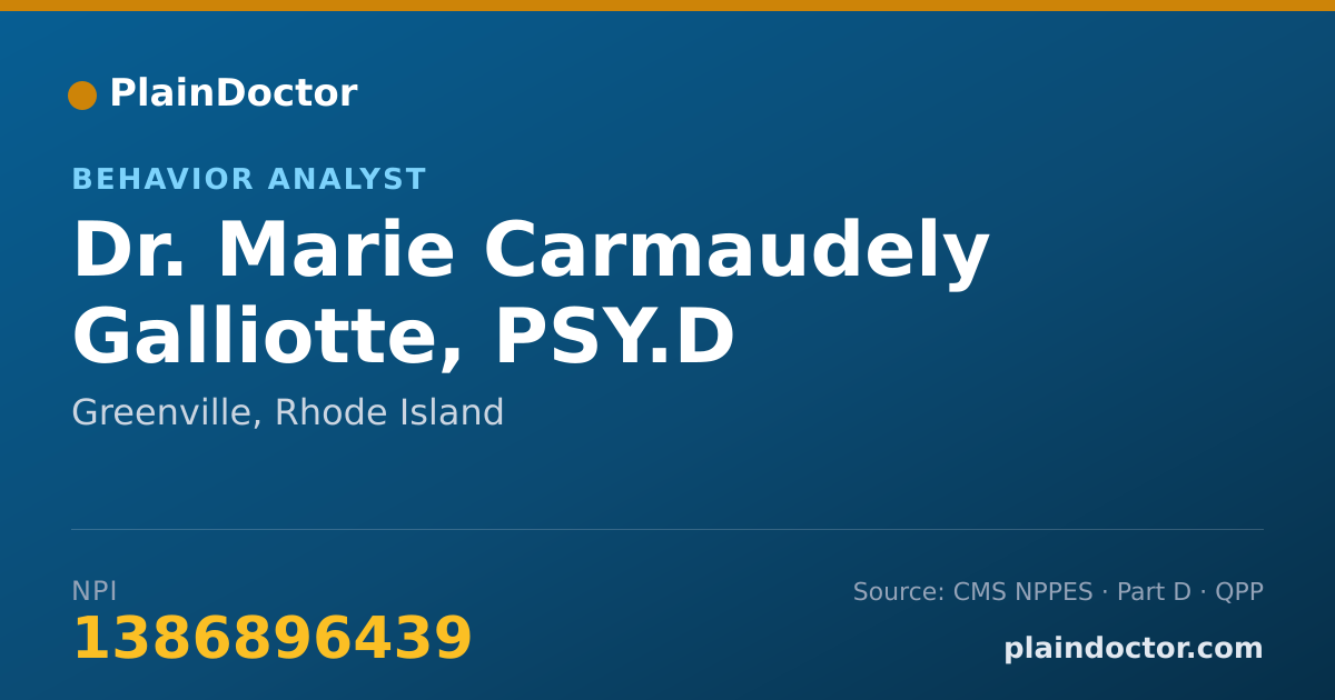 Shareable card for Marie Carmaudely Galliotte, PSY.D - Behavior Analyst, Greenville, RI