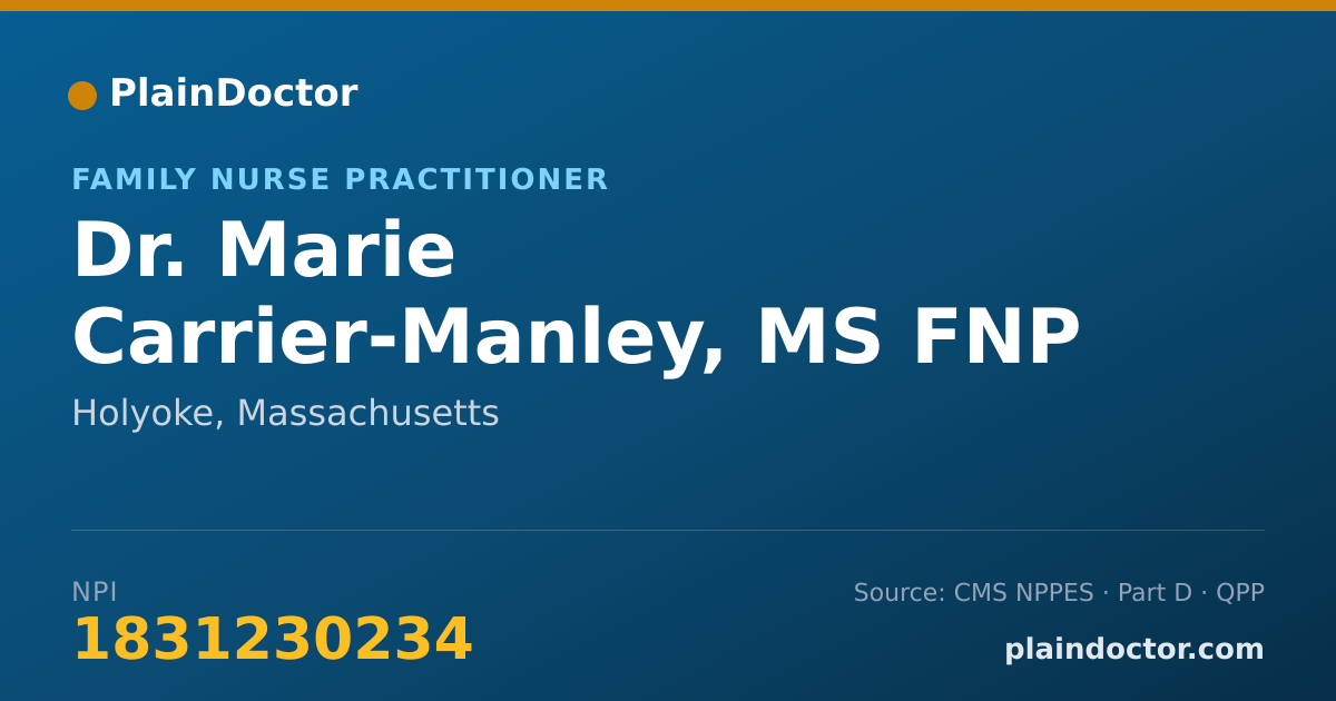 Shareable card for Marie Carrier-Manley, MS   FNP - Family Nurse Practitioner, Holyoke, MA