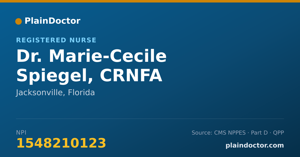 Shareable card for Marie-Cecile Spiegel, CRNFA - Registered Nurse, Jacksonville, FL