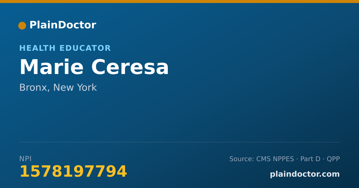 Shareable card for Marie Ceresa - Health Educator, Bronx, NY