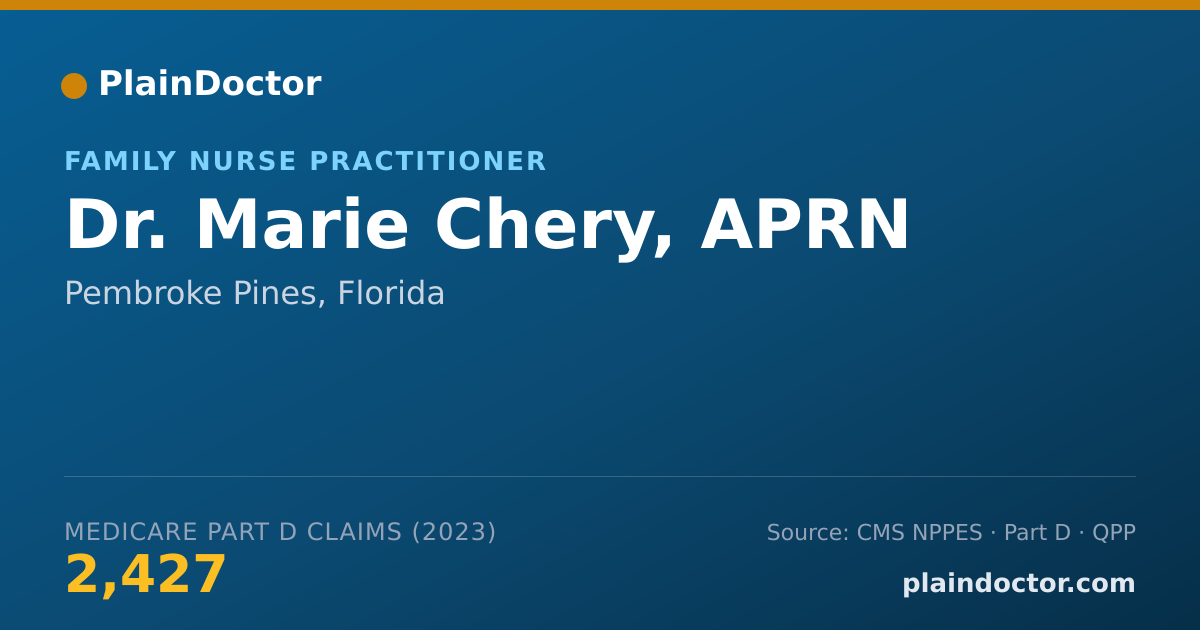Shareable card for Marie Chery, APRN - Family Nurse Practitioner, Pembroke Pines, FL