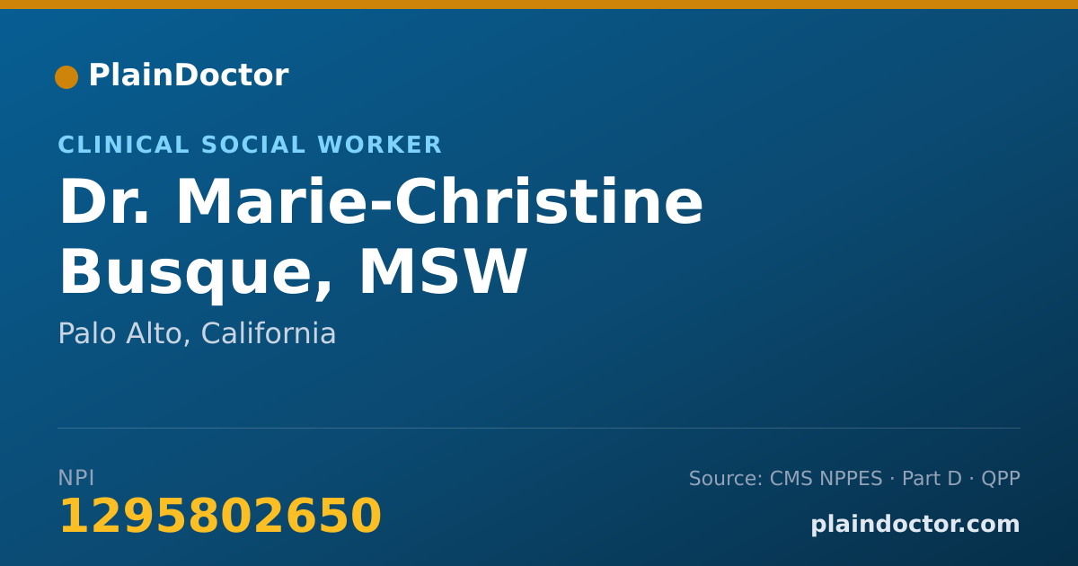 Shareable card for Marie-Christine Busque, MSW - Clinical Social Worker, Palo Alto, CA