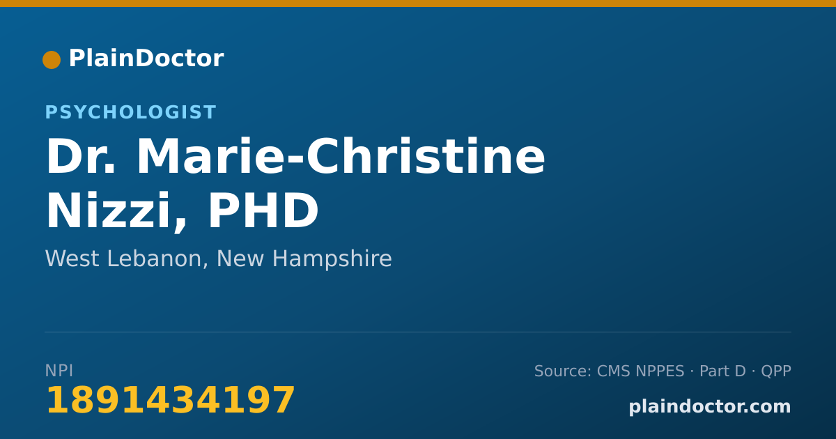 Shareable card for Marie-Christine Nizzi, PHD - Psychologist, West Lebanon, NH