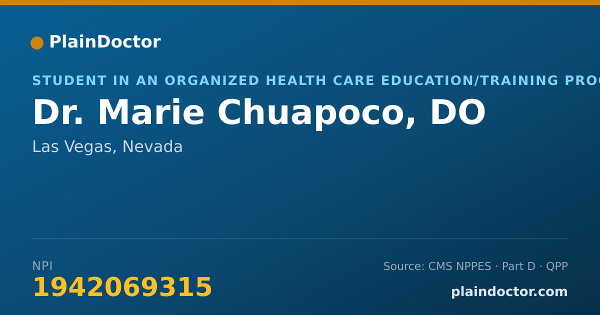 Shareable card for Marie Chuapoco, DO - Student in an Organized Health Care Education/Training Program, Las Vegas, NV
