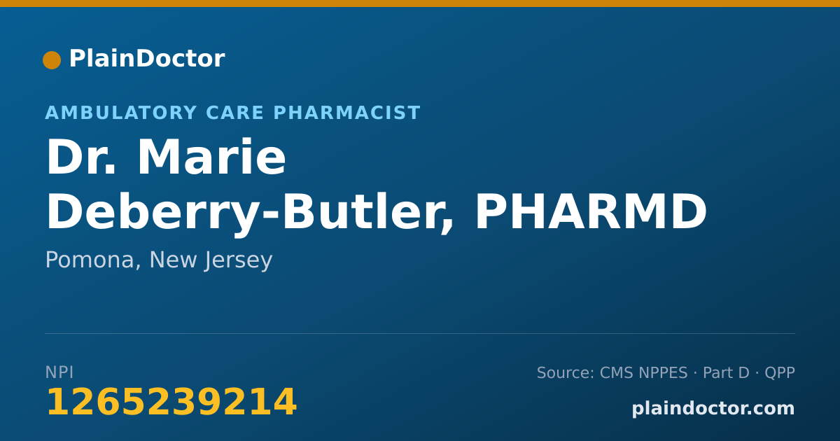Shareable card for Marie Deberry-Butler, PHARMD - Ambulatory Care Pharmacist, Pomona, NJ