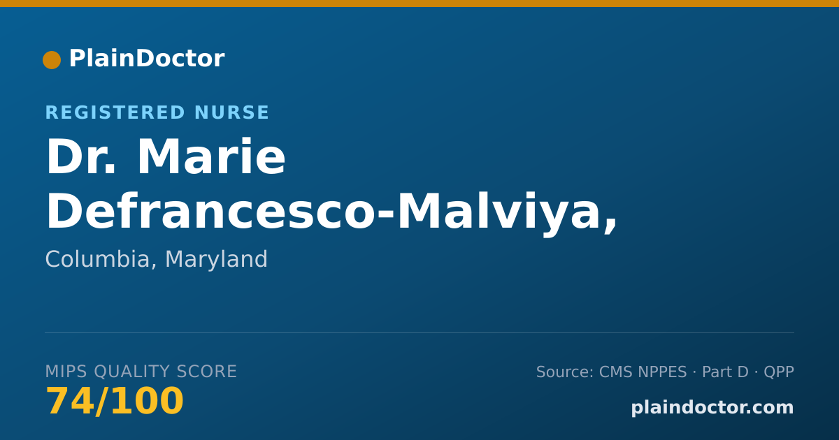 Shareable card for Marie Defrancesco-Malviya, CRNA - Registered Nurse, Columbia, MD