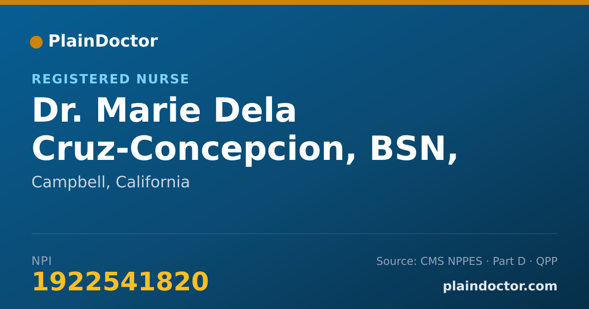 Shareable card for Marie Dela Cruz-Concepcion, BSN, RN - Registered Nurse, Campbell, CA