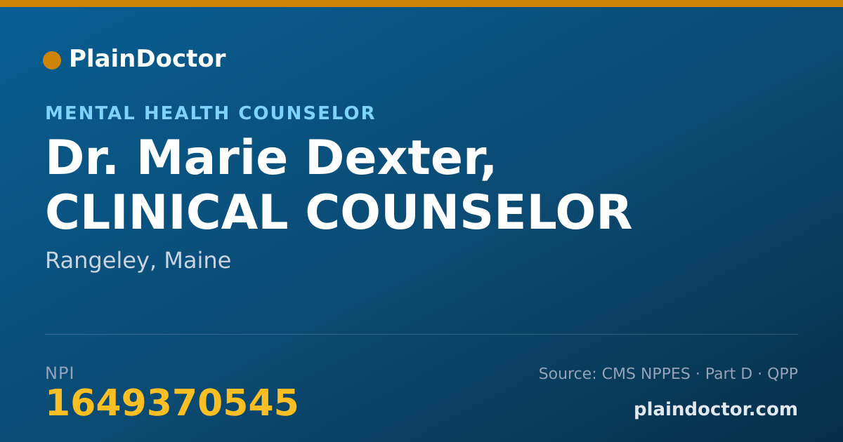 Shareable card for Marie Dexter, CLINICAL COUNSELOR - Mental Health Counselor, Rangeley, ME