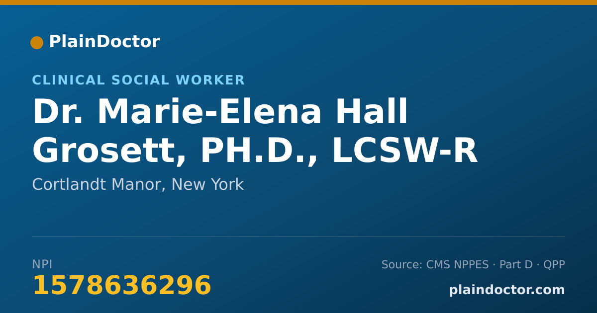 Shareable card for Marie-Elena Hall Grosett, PH.D., LCSW-R - Clinical Social Worker, Cortlandt Manor, NY