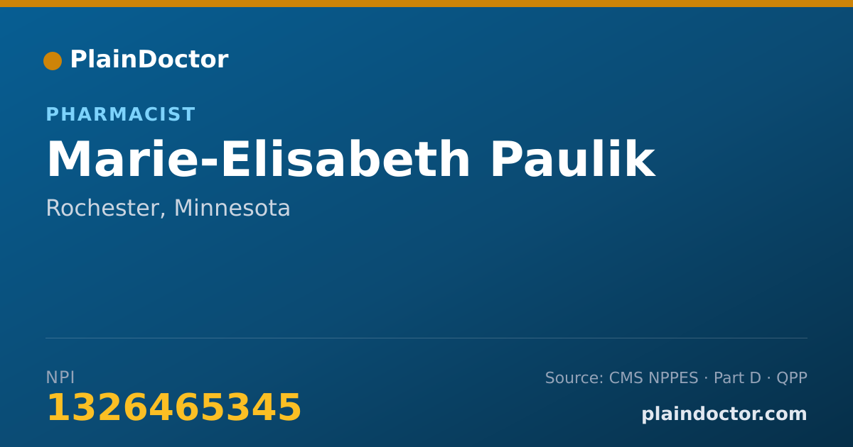 Shareable card for Marie-Elisabeth Paulik - Pharmacist, Rochester, MN