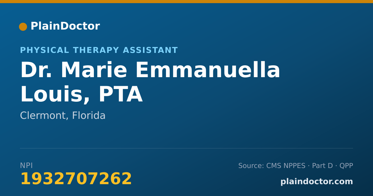Shareable card for Marie Emmanuella Louis, PTA - Physical Therapy Assistant, Clermont, FL