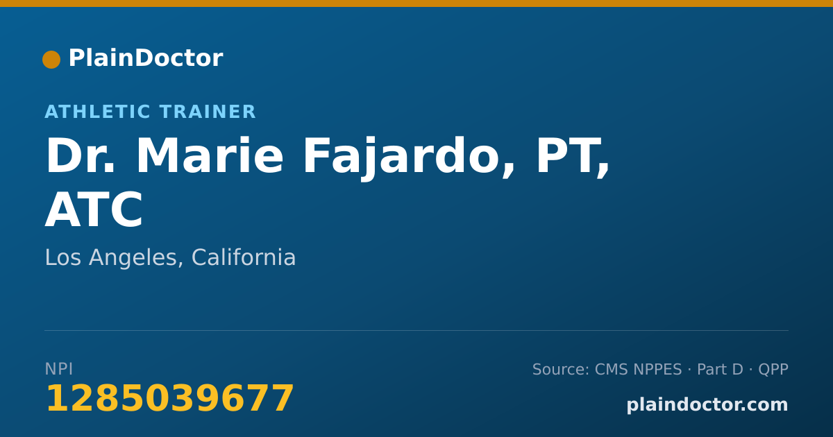 Shareable card for Marie Fajardo, PT, ATC - Athletic Trainer, Los Angeles, CA