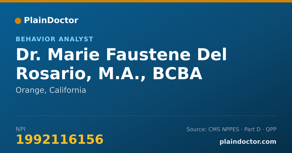 Shareable card for Marie Faustene Del Rosario, M.A., BCBA - Behavior Analyst, Orange, CA