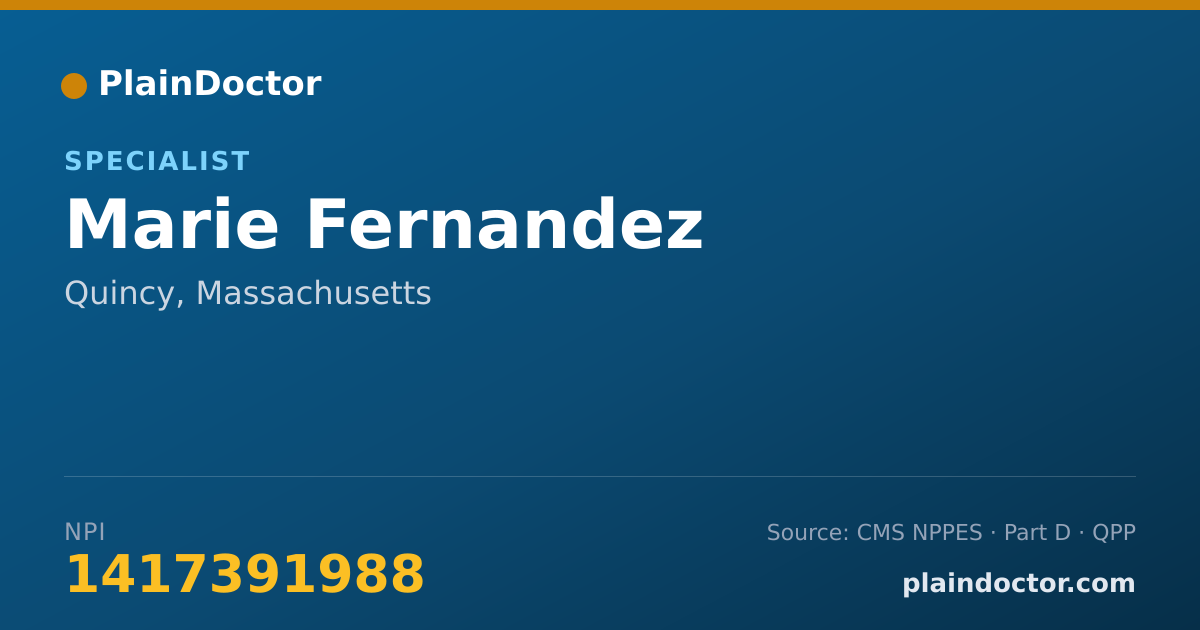 Shareable card for Marie Fernandez - Specialist, Quincy, MA