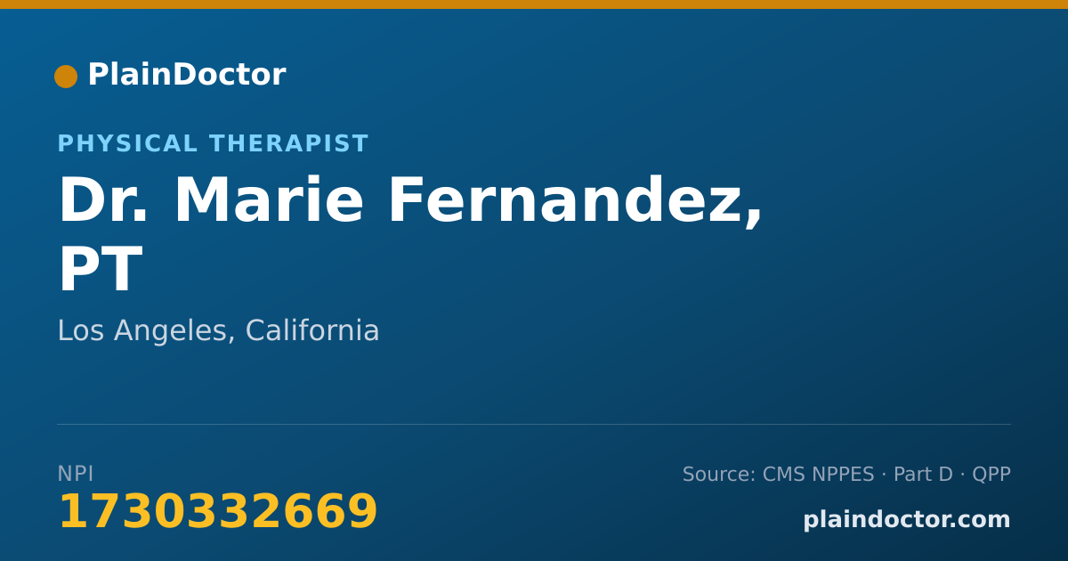 Shareable card for Marie Fernandez, PT - Physical Therapist, Los Angeles, CA