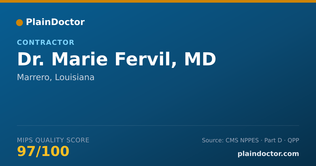 Shareable card for Marie Fervil, MD - Contractor, Marrero, LA