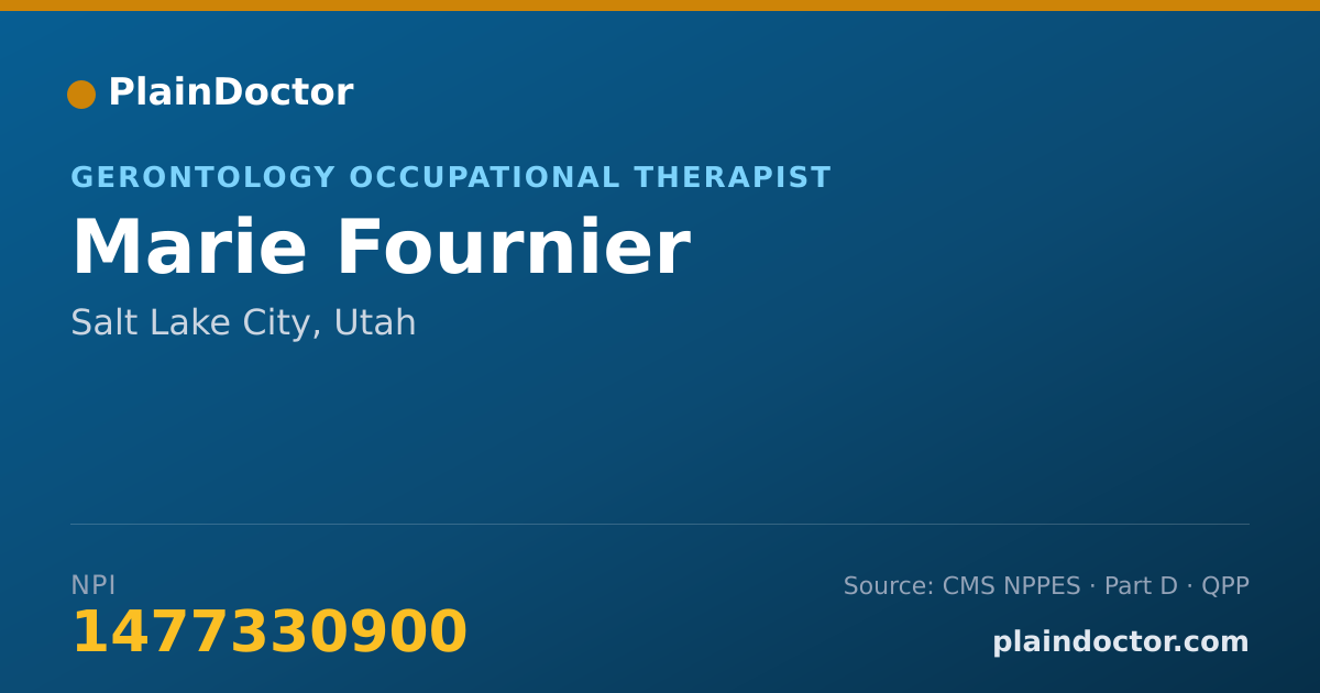 Shareable card for Marie Fournier - Gerontology Occupational Therapist, Salt Lake City, UT