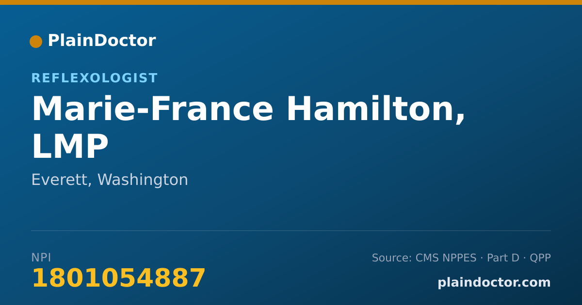 Shareable card for Marie-France Hamilton, LMP - Reflexologist, Everett, WA