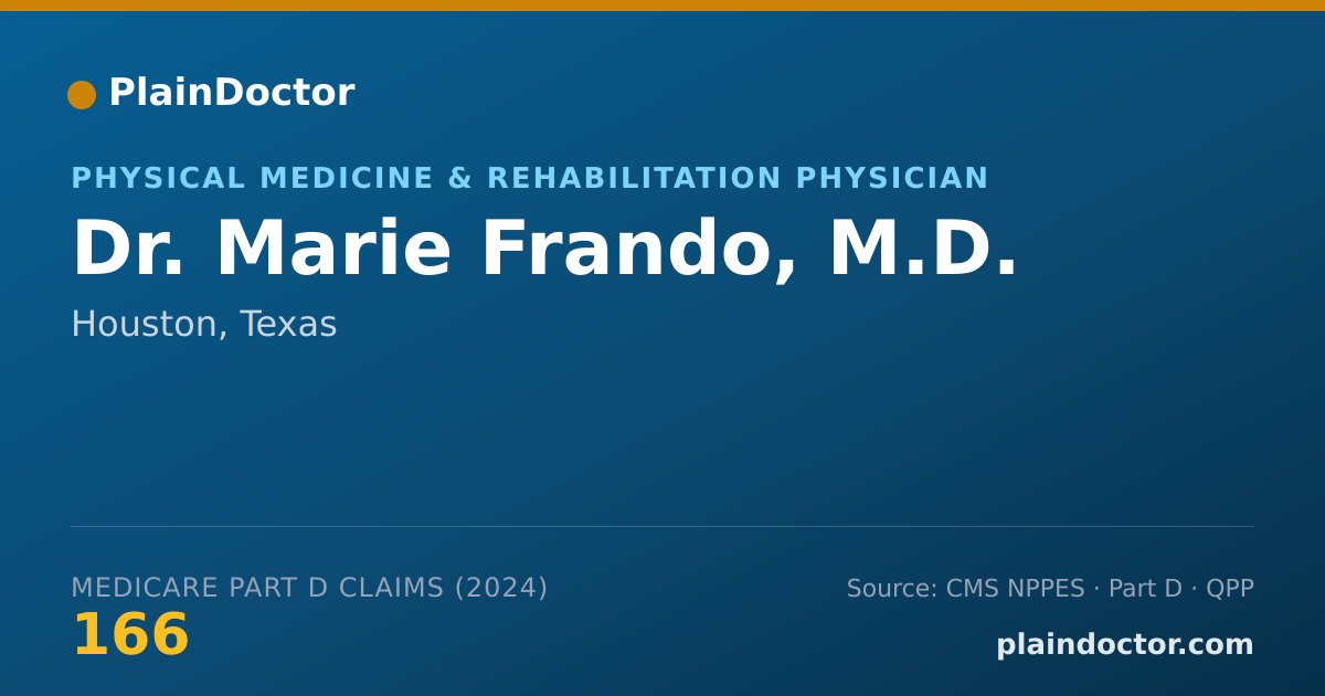 Shareable card for Marie Frando, M.D. - Physical Medicine & Rehabilitation Physician, Houston, TX