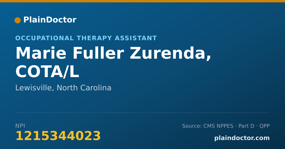 Shareable card for Marie Fuller Zurenda, COTA/L - Occupational Therapy Assistant, Lewisville, NC