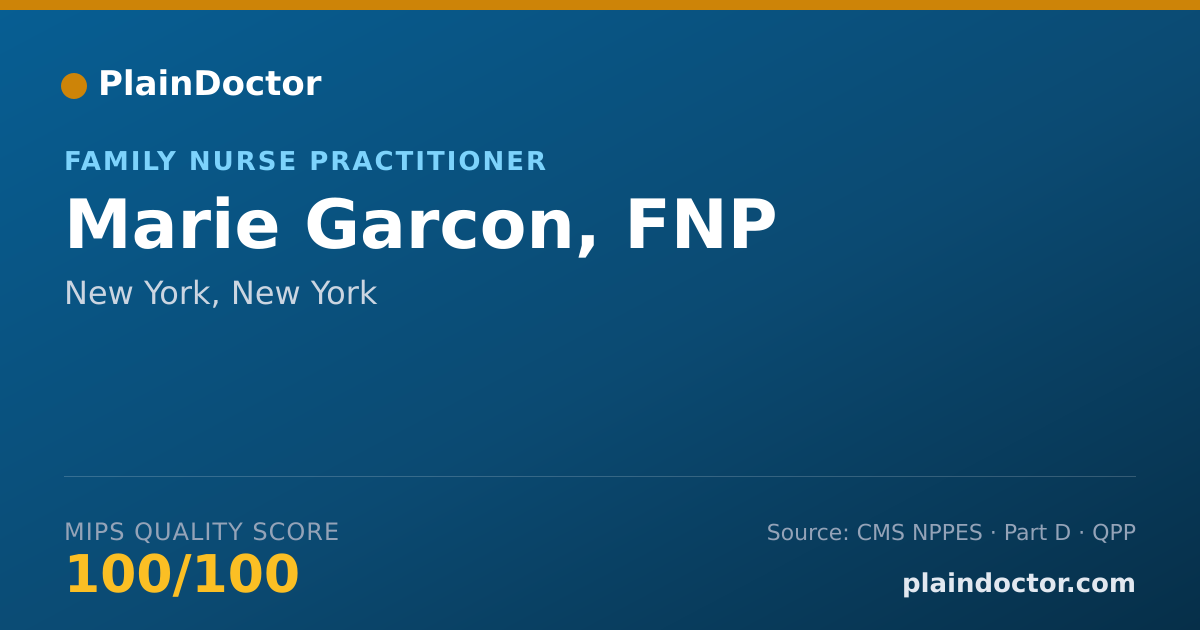 Shareable card for Marie Garcon, FNP - Registered Nurse, New York, NY