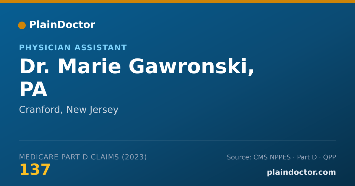 Shareable card for Marie Gawronski, PA - Physician Assistant, Cranford, NJ