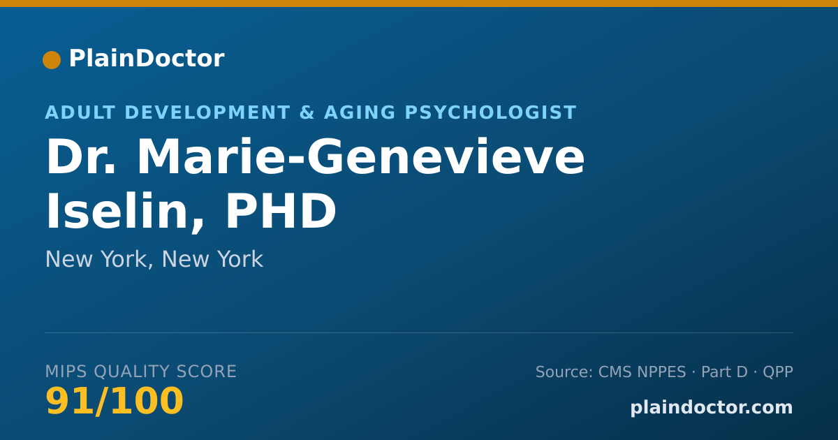 Shareable card for Marie-Genevieve Iselin, PHD - Adult Development & Aging Psychologist, New York, NY