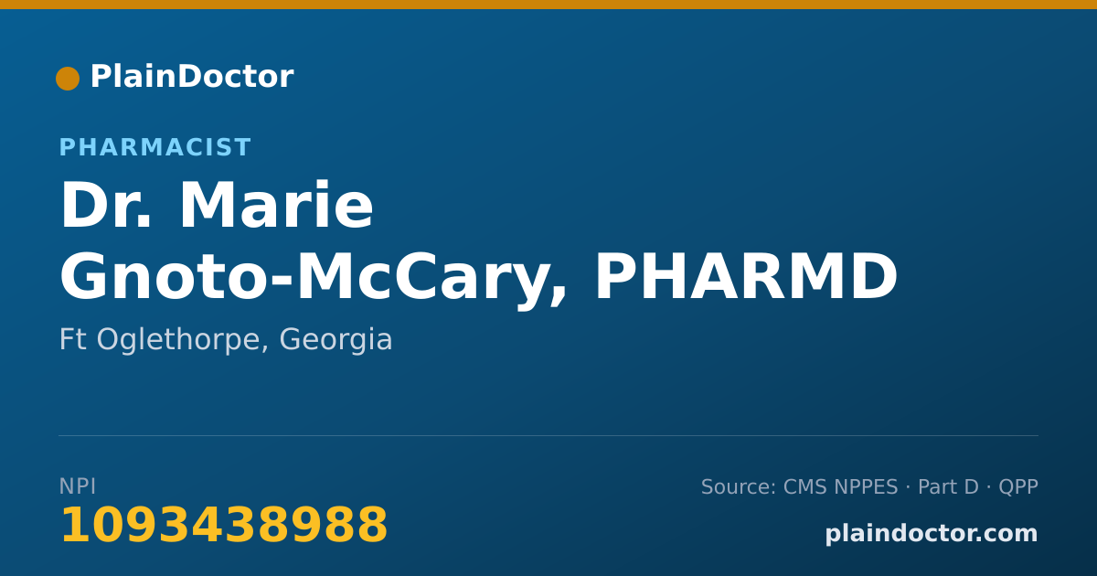 Shareable card for Marie Gnoto-McCary, PHARMD - Pharmacist, Ft Oglethorpe, GA