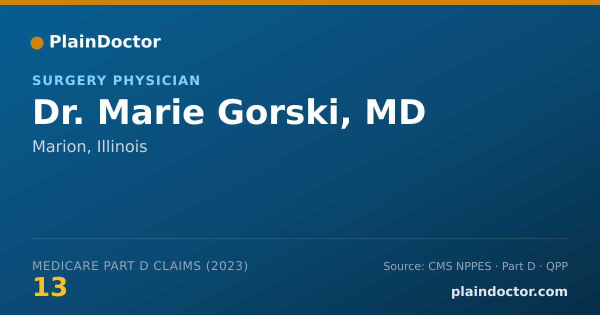 Shareable card for Marie Gorski, MD - Surgery Physician, Marion, IL