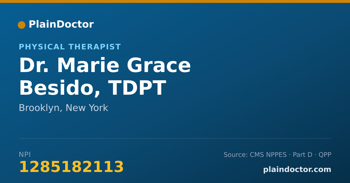 Shareable card for Marie Grace Besido, TDPT - Physical Therapist, Brooklyn, NY