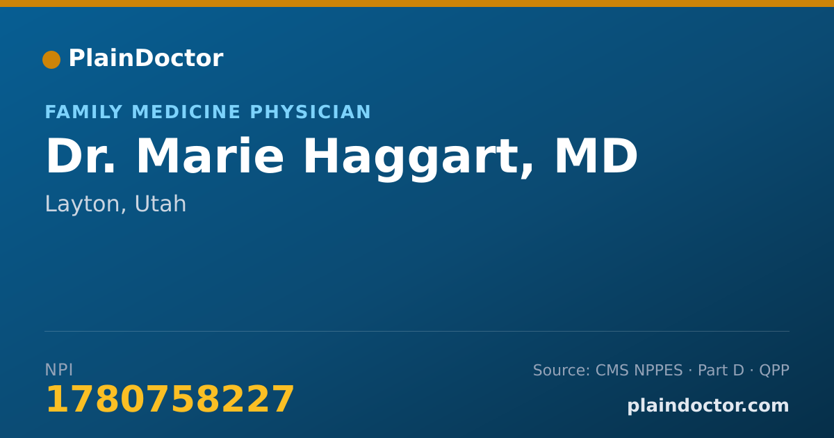 Shareable card for Marie Haggart, MD - Family Medicine Physician, Layton, UT