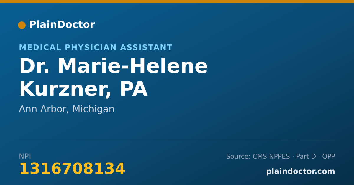 Shareable card for Marie-Helene Kurzner, PA - Medical Physician Assistant, Ann Arbor, MI