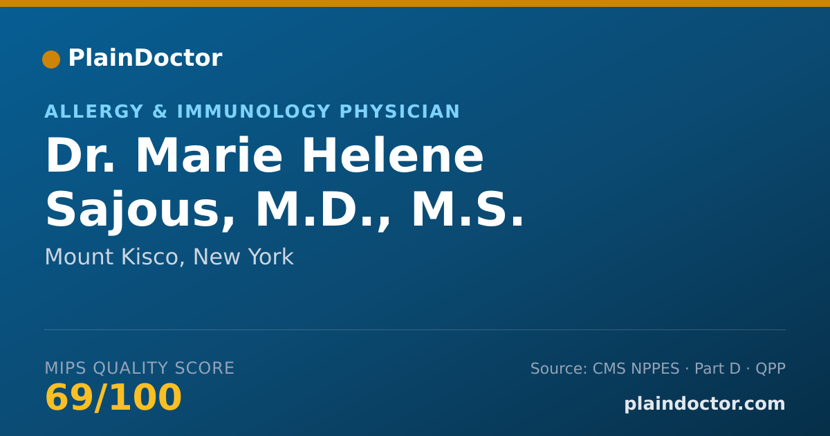 Shareable card for Marie Helene Sajous, M.D., M.S. - Allergy & Immunology Physician, Mount Kisco, NY
